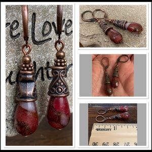 Jade Drop Earrings Jasper Color